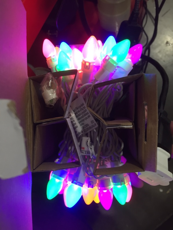 Photo 1 of BOHON Easter Decor 50 LED String Lights Multi Color Indoor Christmas Lights with White Wire for Bedroom Outdoor Patio Party Carnival Easter Decorations(C3 Glass Bulbs)
