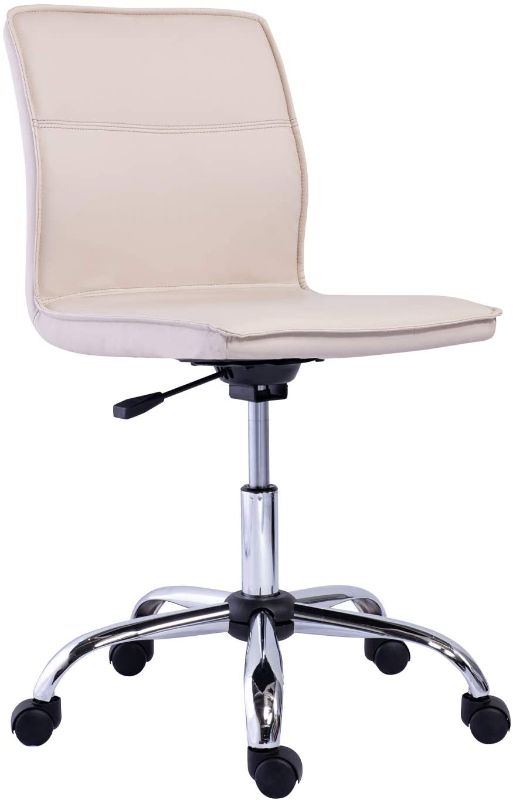 Photo 1 of Amazon Basics Modern Armless Office Desk Chair - Height Adjustable, 360-Degree Swivel, 275Lb Capacity - Beige/Chrome
