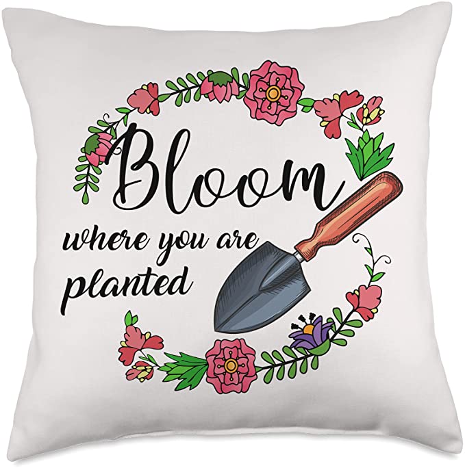 Photo 2 of 2PCS, PINK Bloom Where You Are Planted Plant Lady Planting Gardening Throw Pillow, 16x16, PINK