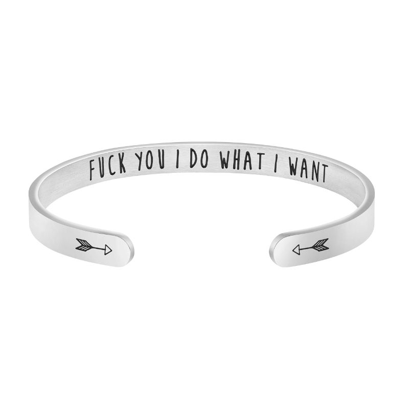 Photo 1 of  4 pack, Joycuff Fuck You I Do What I Want Mantra Cuff Bracelet Encouragement Gift for Her Funny Birthday Jewelry
