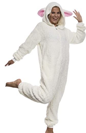 Photo 1 of FUNZIEZ! Sherpa Lamb One piece Pajamas - Adult Farm Animal Costume - Sheep SIZE L 
