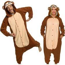 Photo 1 of Monkey Gorilla Animal Costume Unisex Adult Pajamas - Plush One Piece Cosplay - Silver Lilly size XL 
