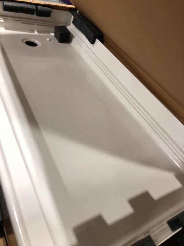 Photo 2 of Composite 60 in. x 30 in. Single Threshold Right Drain Shower Pan in White