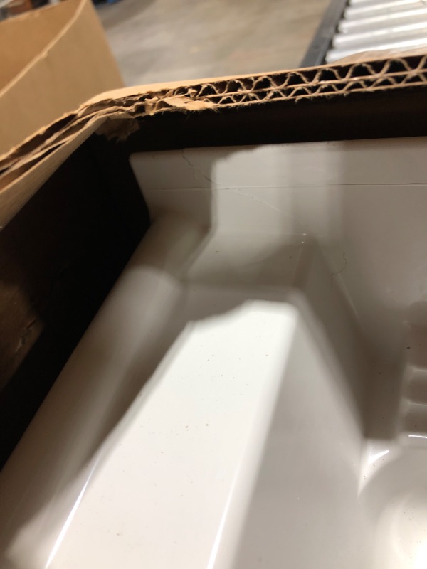 Photo 3 of Composite 60 in. x 30 in. Single Threshold Right Drain Shower Pan in White