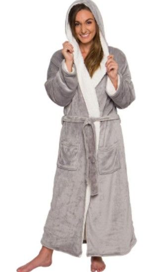 Photo 1 of Silver Lilly - Women's Full Length Sherpa Lined Luxury Hooded Bathrobe  3X