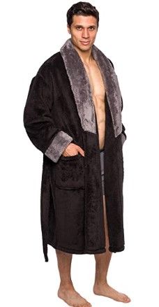 Photo 1 of Ross Michaels Mens Luxury Robe Big & Tall - Plush Fleece Bathrobe L/XL