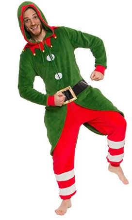 Photo 1 of Elf Christmas Costume Slim One Piece Pajamas - Plush Novelty Holiday Jumpsuit - 10/12 youth