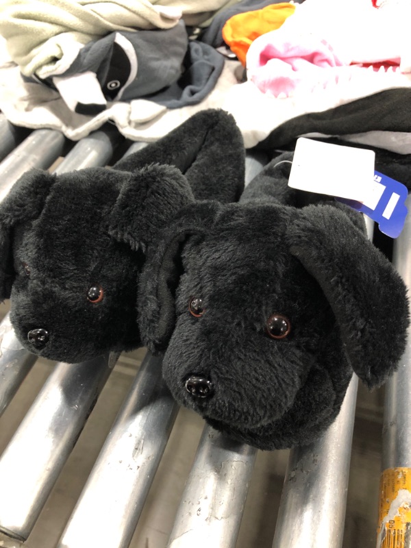 Photo 2 of Black Lab Slippers - Plush Labrador Dog Slippers w/ Platform by Silver Lilly large