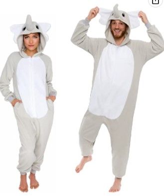 Photo 1 of Slim Fit Animal Pajamas - Adult One Piece Cosplay Elephant Costume large