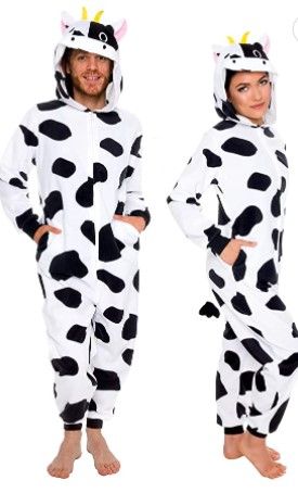 Photo 1 of Slim Fit Animal Pajamas - Adult One Piece Cosplay Cow Costume medium