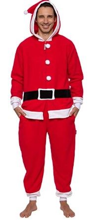 Photo 1 of FUNZIEZ! Slim Fit Santa Claus Pajama Holiday Comfy Soft Jumpsuit - Unisex Novelty St. Nick Costume XXL
