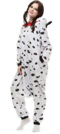 Photo 1 of Animal Onesies for Women Men Dalmatian Onesie Animal Cosplay Costume One Piece Fleece Pajamas medium