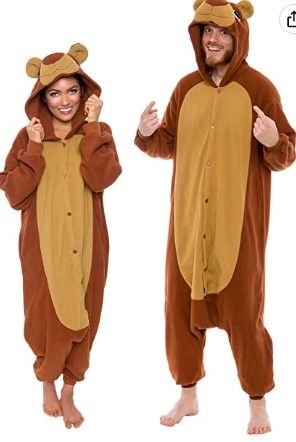 Photo 1 of Silver Lilly Unisex Adult Pajamas - Plush One Piece Cosplay Brown Teddy Bear Animal Costume large