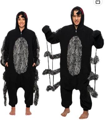 Photo 1 of FUNZIEZ! Adult Black Widow Spider Costume -Furry Tarantula Pj's medium