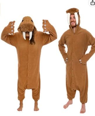 Photo 1 of Silver Lilly -Adult Animal Pajamas - Walrus Animal Costume Plush One Piece large