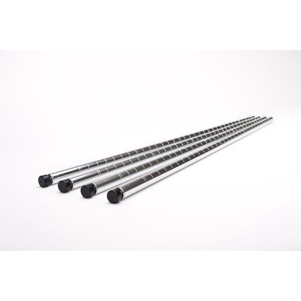 Photo 1 of 36" Long Wire Shelving Bottom Pole with Insert & Leveler, 1" pole diameter 1.2 mm pole thickness, Chrome, 4-PACK
