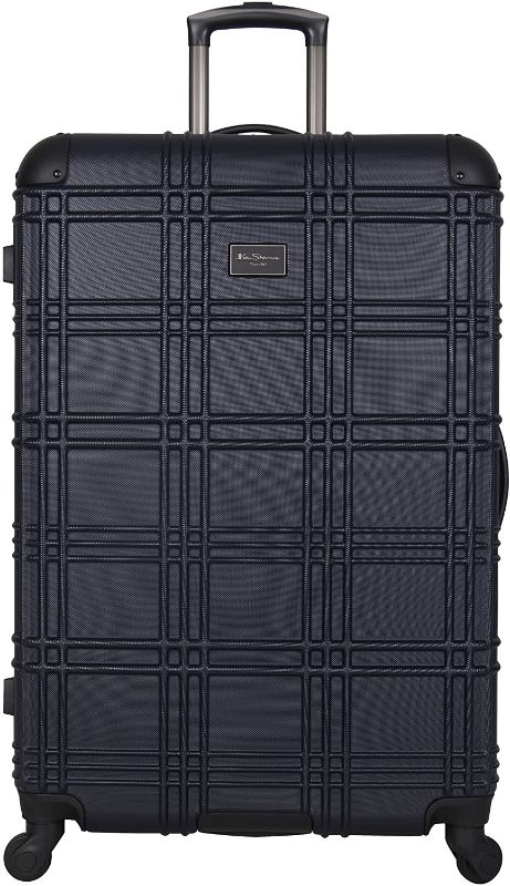 Photo 1 of Ben Sherman 'Nottingham' 28-inch Lightweight Hardside 4-wheel Spinner Upright Checked Suitcase, Navy
