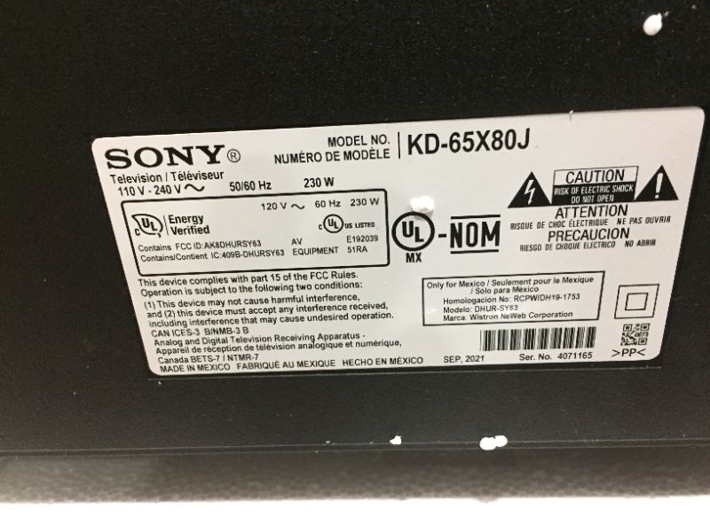 Photo 2 of [FOR PARTS ONLY] Sony 65" X80J Series HDR 4K UHD Google Smart LED TV (2021)
