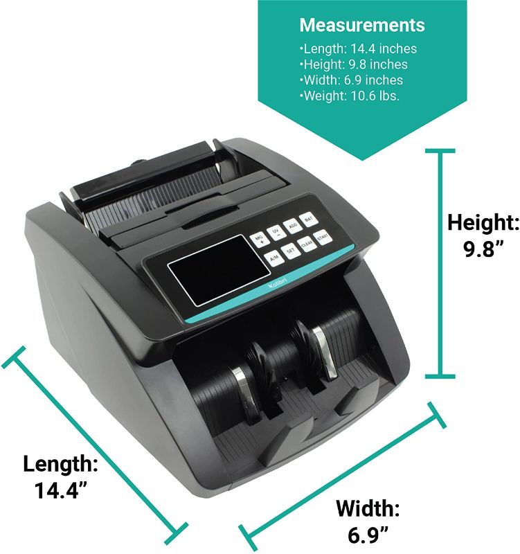 Photo 1 of Kolibri Money Counter Machine with UV/MG/IR/DBL/HLF/CHN Counterfeit Detection - US-Based Support, Large LED Display, 1,500 Bills