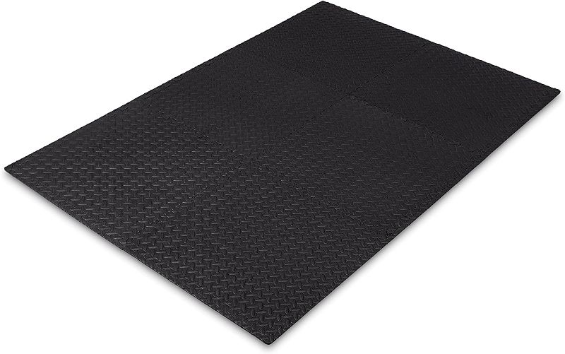 Photo 1 of Amazon Basics Foam Interlocking Exercise Gym Floor Mat Tiles - 6-Pack, 24 x 24 x .5 Inch Tiles (24 sqft)
