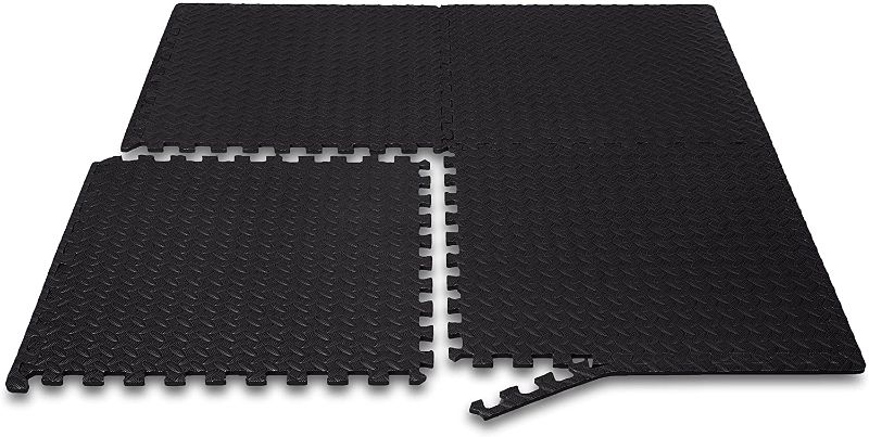 Photo 2 of Amazon Basics Foam Interlocking Exercise Gym Floor Mat Tiles - 6-Pack, 24 x 24 x .5 Inch Tiles (24 sqft)
