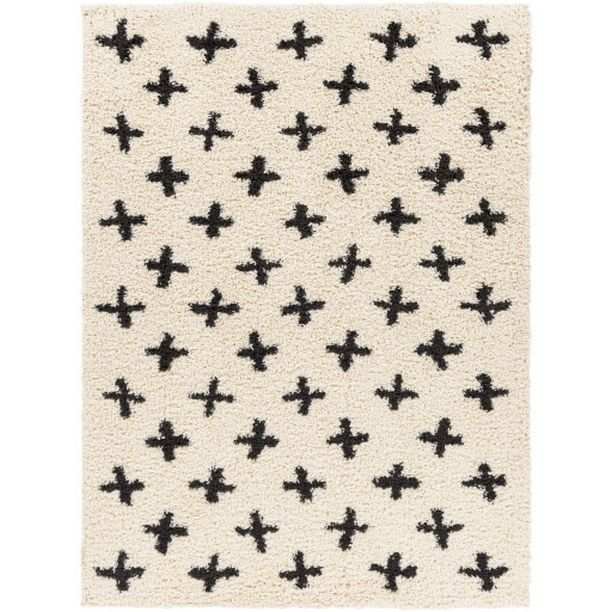 Photo 1 of BSH2304-71010 7 Ft. 10 in. X 10 Ft. Beni Shag Machine Woven Rectangle Rug - Charcoal & Cream