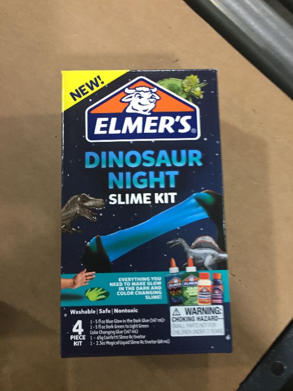 Photo 3 of Elmer’s Glue Slime Kit, Dinosaur Night, Makes Color Changing and Glow in the Dark Slime, Includes Liquid Glue and Slime Activator, 4 Count
