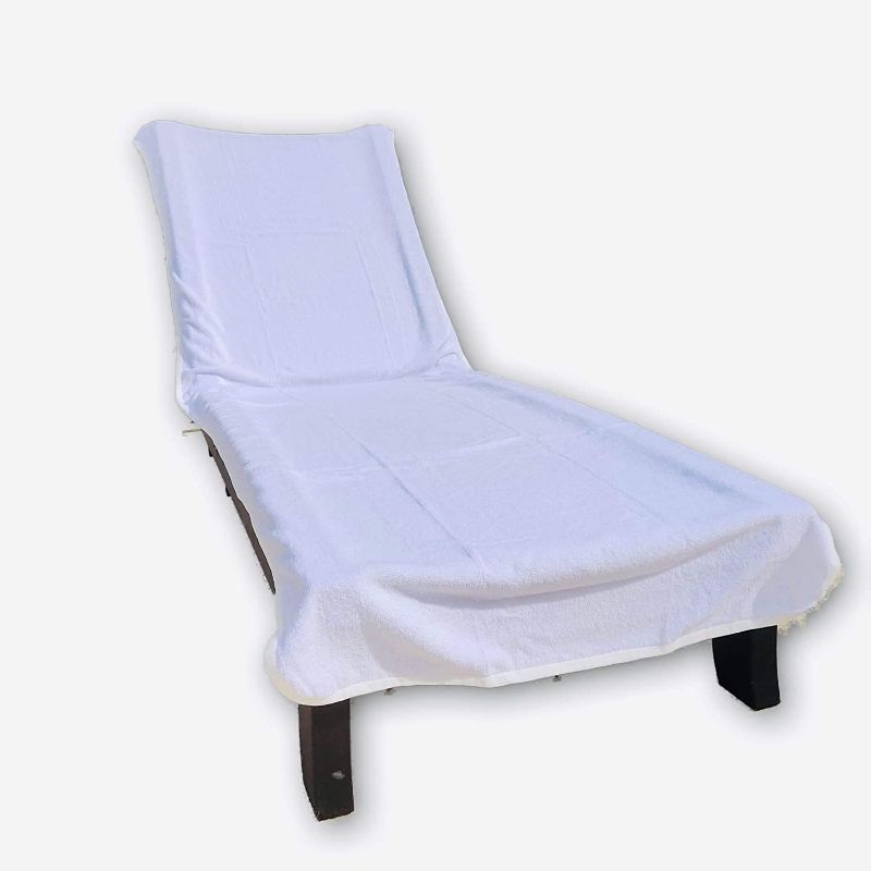 Photo 1 of Chaise Lounge Towel Cover with Pocket 90 x 30 inches Towel Pool Chair Cover Chaise Lounge Towel Outdoor Towel Chair Cover with Pockets 100% Cotton Beach Towel