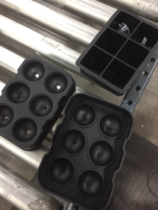 Photo 1 of Ticent Ice Cube Trays Ice-Ball-Molds (Set of 2) - Silicone Sphere Ice Ball Maker with Lid & Large Square Molds for Whiskey, Cocktail & Brandy