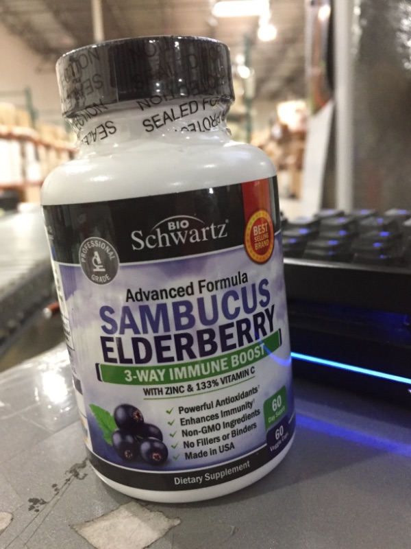 Photo 2 of Elderberry with Zinc and Vitamin C - Immune Support Vitamins for Women and Men - Bioschwartz Natural Elderberries Black Sambucus Capsules - Immune Defense Antioxidant Supplement for Adults - 60 Ct