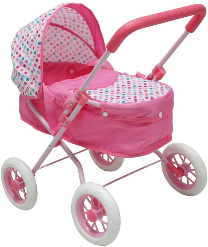 Photo 1 of KOOKAMUNGA KIDS Baby Doll Stroller with Detachable Bassinet | Realistic 2 in 1 Toy Pram with Carry Cot and Retractable Canopy (Pink Unicorn Pattern)