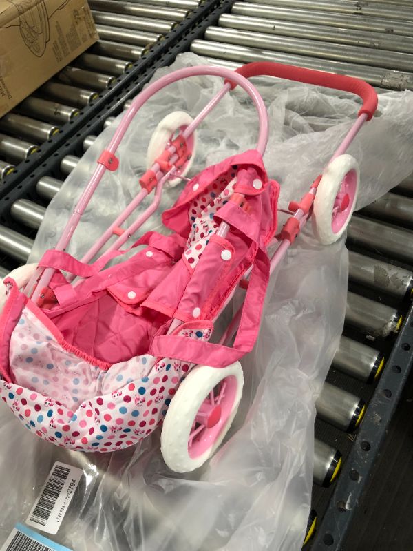 Photo 2 of KOOKAMUNGA KIDS Baby Doll Stroller with Detachable Bassinet | Realistic 2 in 1 Toy Pram with Carry Cot and Retractable Canopy (Pink Unicorn Pattern)