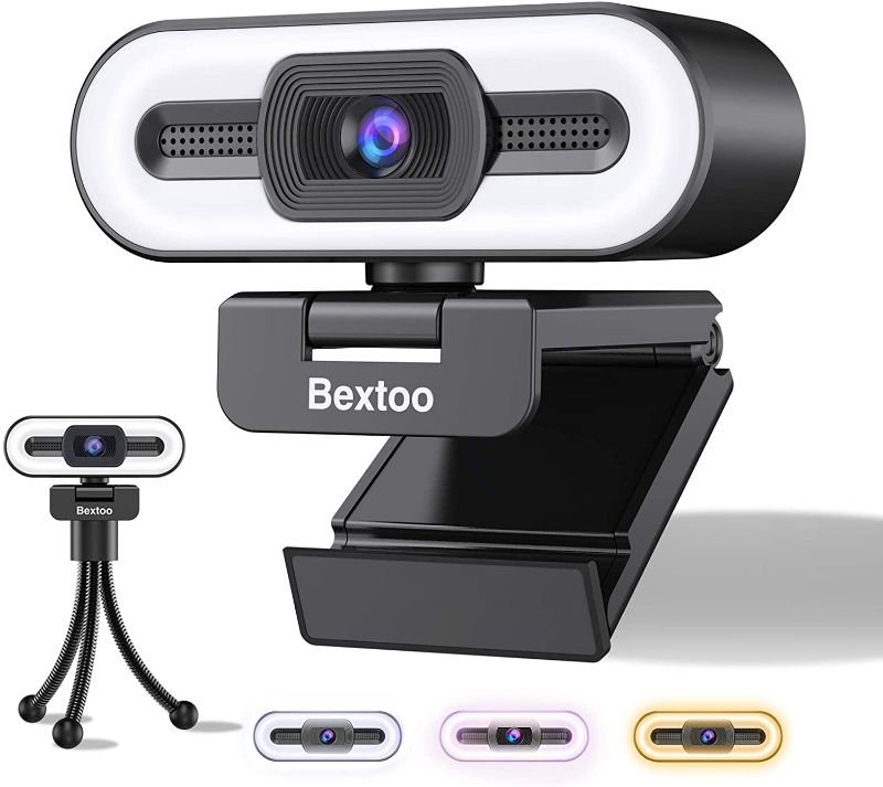 Photo 1 of Bextoo Webcam 1080P HD, PC Webcam with 3 Color Ring Light and Stereo Microphone, Autofocus, Plug and Play, Used for Streaming Media, Video Conferencing, Video Calls, Online Teaching and Games Live