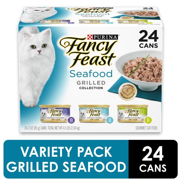 Photo 1 of (24 Pack) Fancy Feast Gravy Wet Cat Food Variety Pack, Seafood Grilled Collection, 3 Oz. Cans