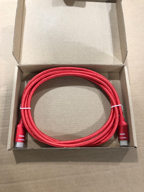 Photo 2 of Amazon.com: Amazon Basics 10.2 Gbps High-Speed 4K HDMI Cable with Braided Cord, 10-Foot, Red