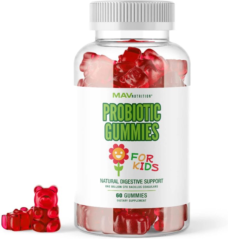 Photo 1 of MAV Nutrition Probiotic Gummies for Kids | Promotes a Healthy Flora with 2 Billion CFU Prebiotic + Probiotic Cultures for Digestive Health and Immune Support | 60 Natural Flavor Gummies
Best By 04/22