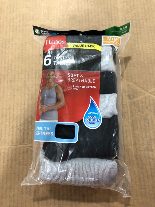 Photo 2 of Hanes Men's FreshIQ Soft and Breathable Tank Assorted 6-Pack M
