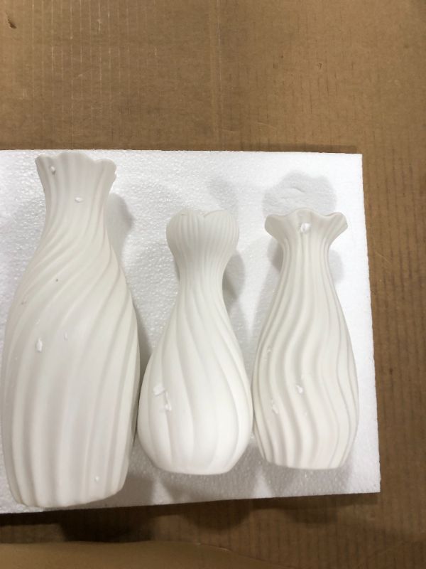 Photo 2 of DEHCX White Ceramic vase, Vases for Home and Office Decoration, Modern Farmhouse Decor, Wedding Center Decorations, Housewarming Gifts, Vase Set of 3