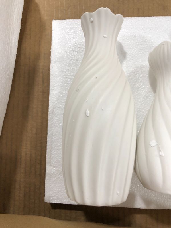 Photo 3 of DEHCX White Ceramic vase, Vases for Home and Office Decoration, Modern Farmhouse Decor, Wedding Center Decorations, Housewarming Gifts, Vase Set of 3