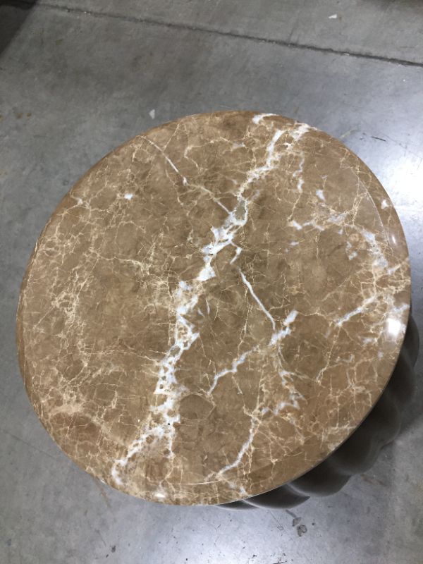 Photo 1 of MARBLE TOP END TABLE 23H 15 DIAMETER Inches