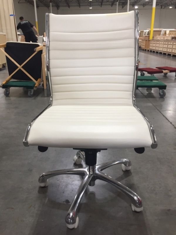 Photo 1 of CREME FAUX LEATHER OFFICE CHAIR 36H X 20W INCHES