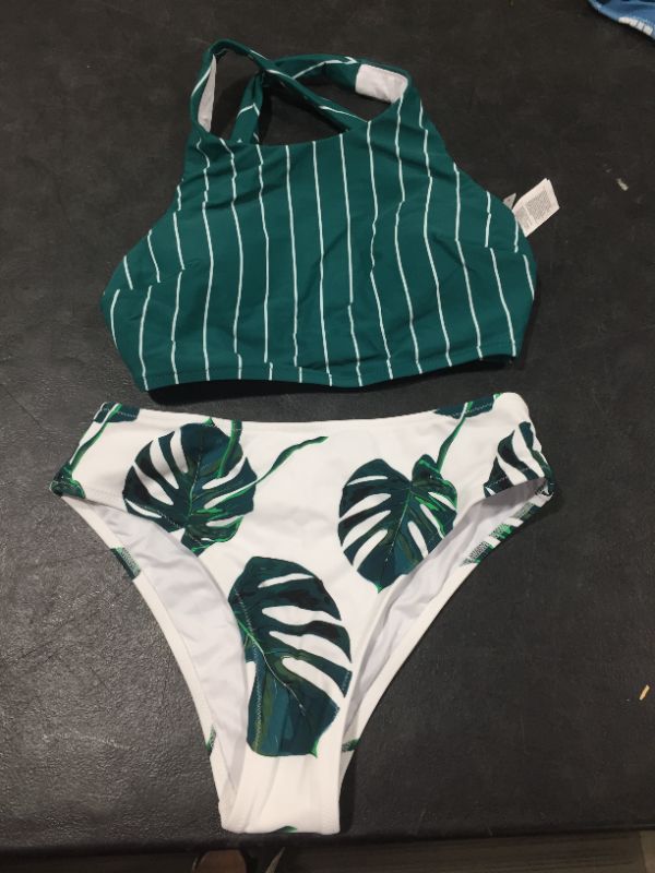 Photo 1 of Cupshe Green and White 2 piece bikini bathing suit S
