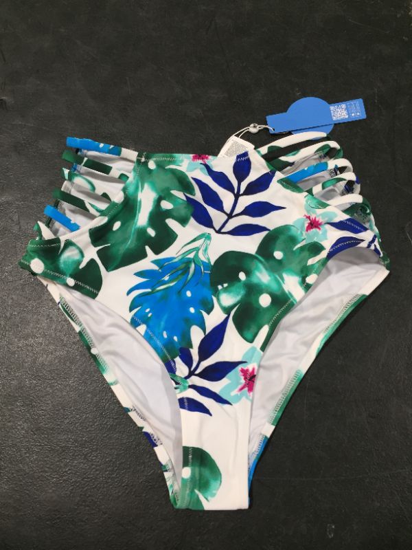 Photo 1 of Cupshe White Floral Pattern Bikini Bottom S