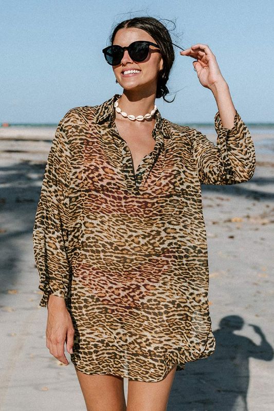 Photo 1 of Carli Animal Print Open Front Cover Up M
