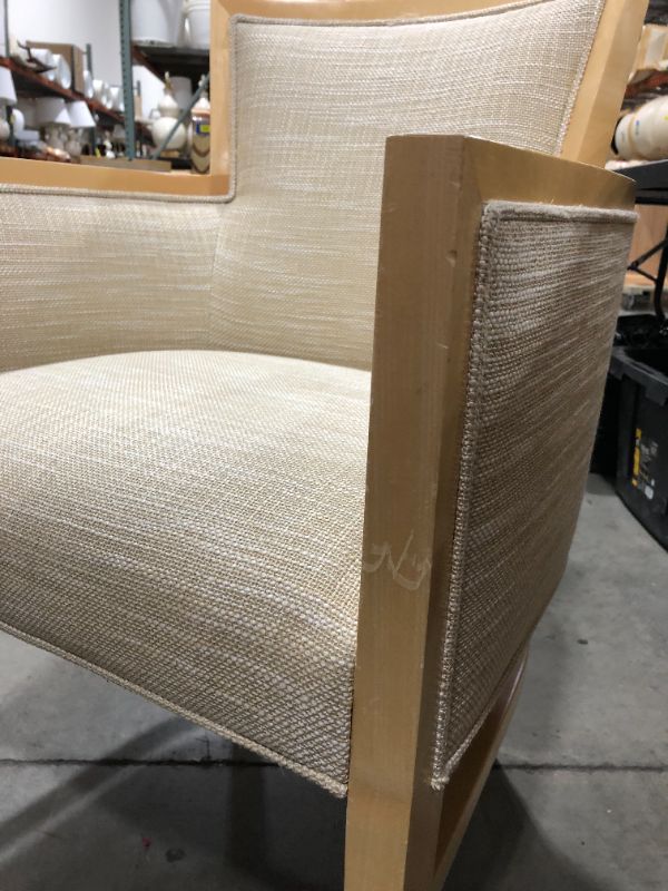 Photo 5 of LIGHT CREME CANVAS FABRIC ARMCHAIR 37H INCHES