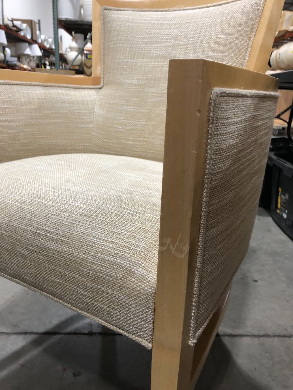 Photo 1 of LIGHT CREME CANVAS FABRIC ARMCHAIR 37H INCHES