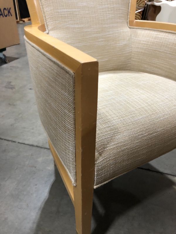 Photo 1 of LIGHT CREME CANVAS FABRIC ARMCHAIR 37H INCHES