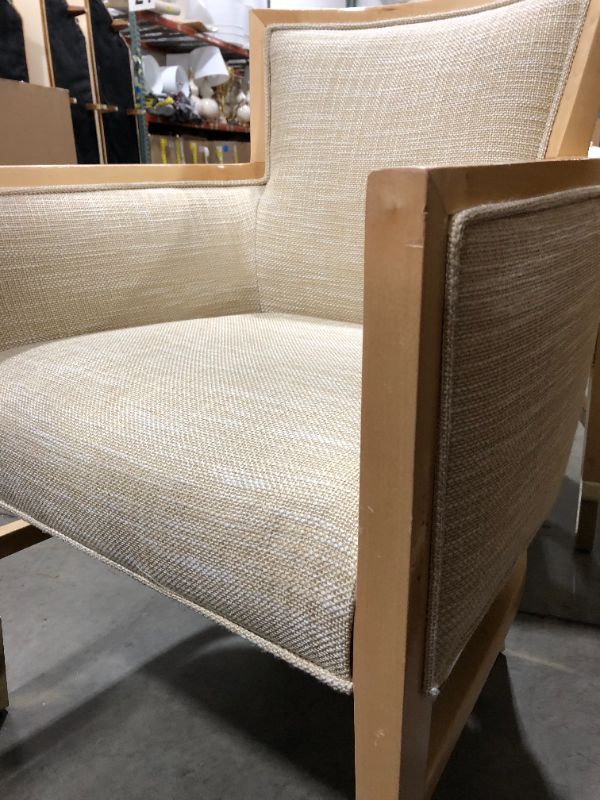 Photo 1 of LIGHT CREME CANVAS FABRIC ARMCHAIR 37H INCHES