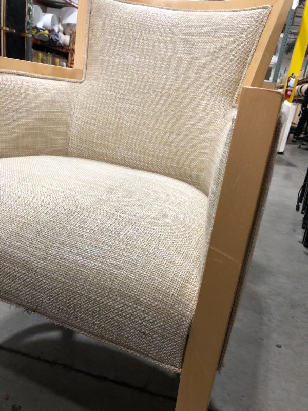 Photo 4 of LIGHT CREME CANVAS FABRIC ARMCHAIR 37H INCHES