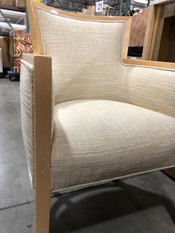 Photo 4 of LIGHT CREME CANVAS FABRIC ARMCHAIR 37H INCHES